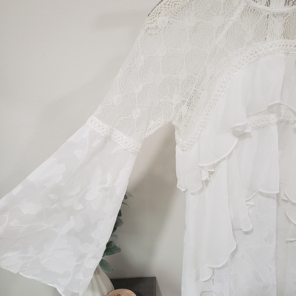 White Ruffle Lace Dress - Picture 2 of 4